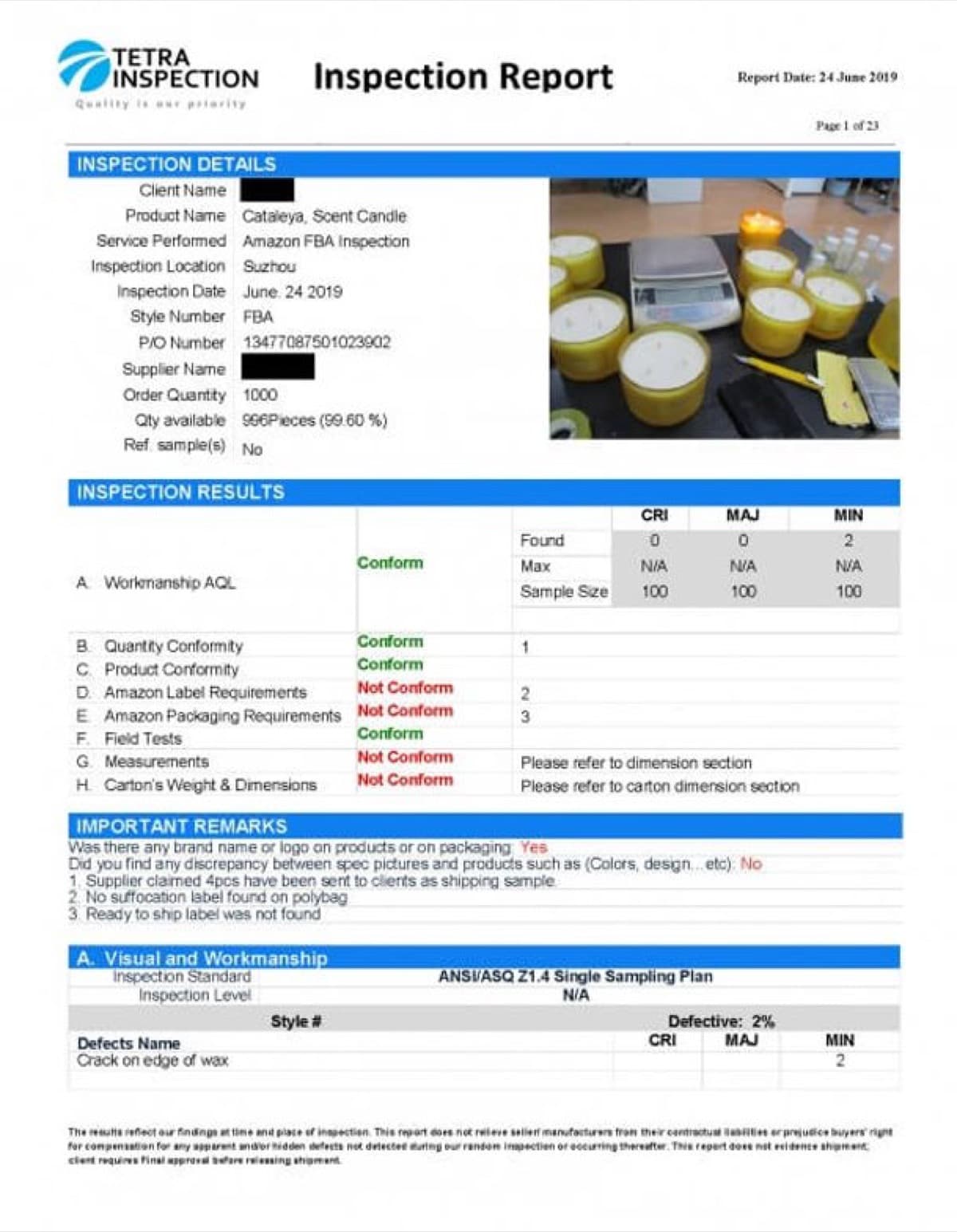 Amazon FBA-Inspektion service — quality control inspection by Tetra Inspection